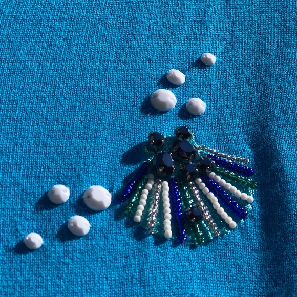 TALBOT Cotton Sweater w/ Seashell Appliques - Picture 4 of 6